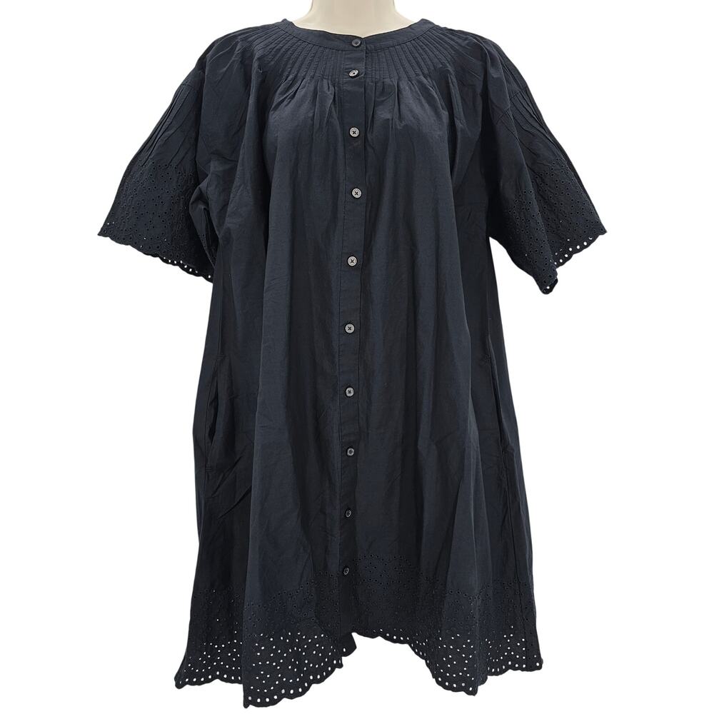 J. Crew Womans size M Jolie Eyelet Pintuck Cotton Mini Dress Black CA988 NEW